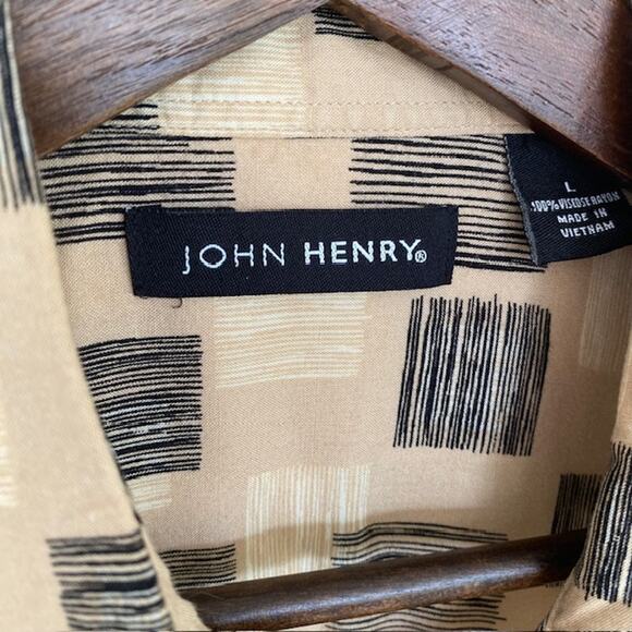 Vintage John Henry Beige and Black Button Up Shirt - Large - Picture 4 of 5